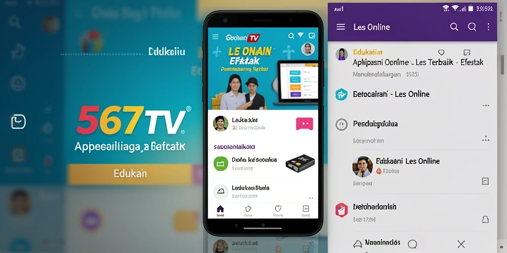 Tampilan antarmuka aplikasi 567TV untuk Les Online yang interaktif.