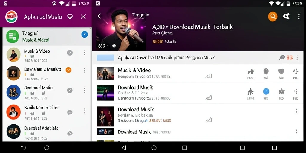 Tampilan antarmuka aplikasi 8ID saat mengunduh musik favorit.