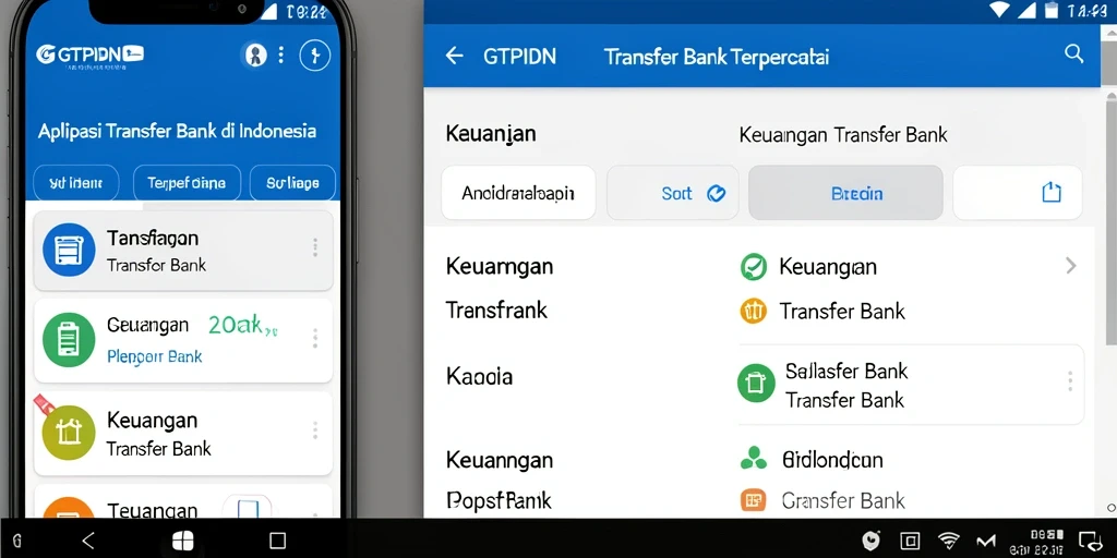 Antarmuka pengguna GTPIDN yang sederhana dan modern untuk transfer bank.