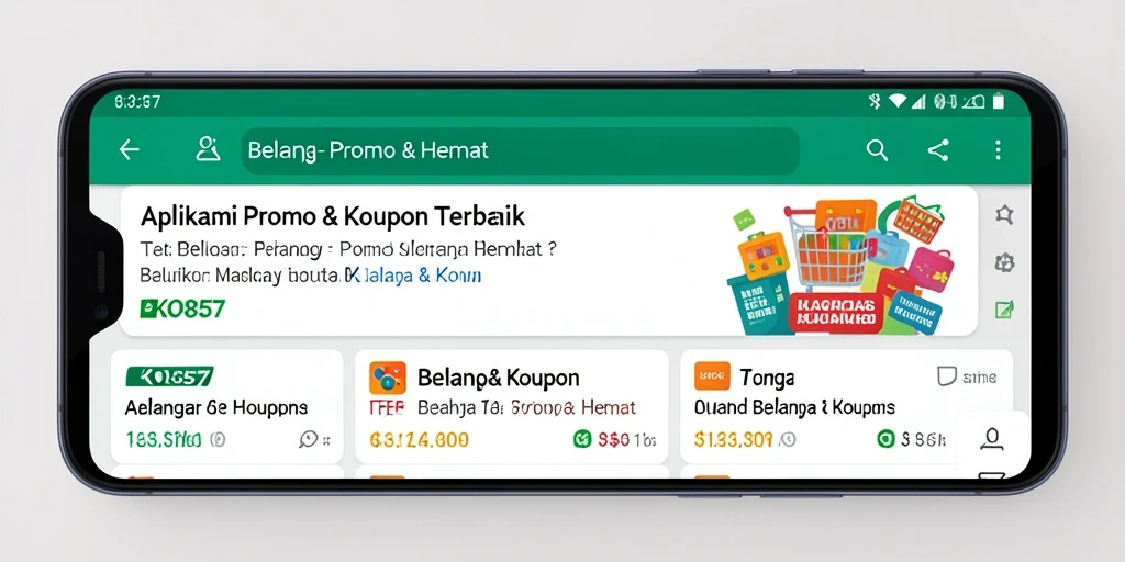 Tampilan antarmuka aplikasi KO857 dengan berbagai promo menarik.