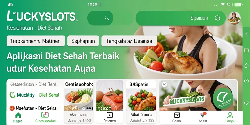 Tampilan antarmuka aplikasi LUCKYSLOTS dengan fitur diet sehat.