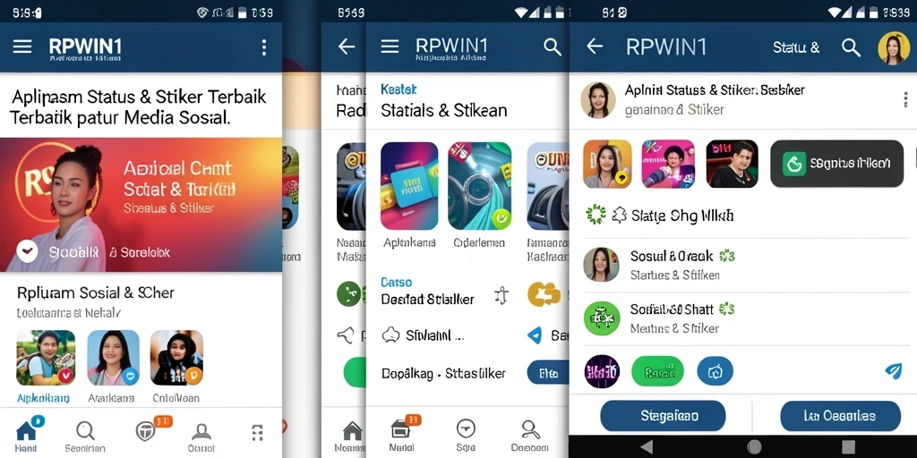 Antarmuka pengguna RPWIN1 dengan berbagai stiker menarik.