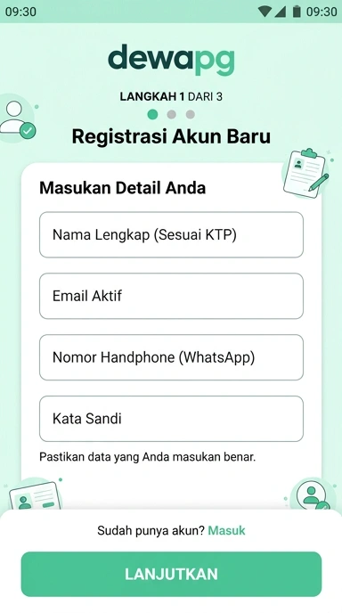Cara Registrasi Akun Dewapg untuk Pengguna Android